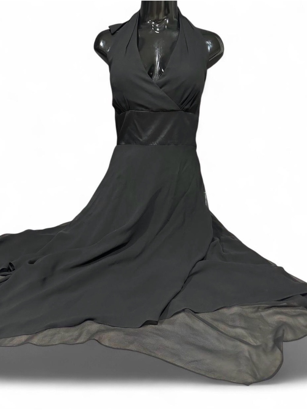 Donna Ricco Black Halter Maxi Dress